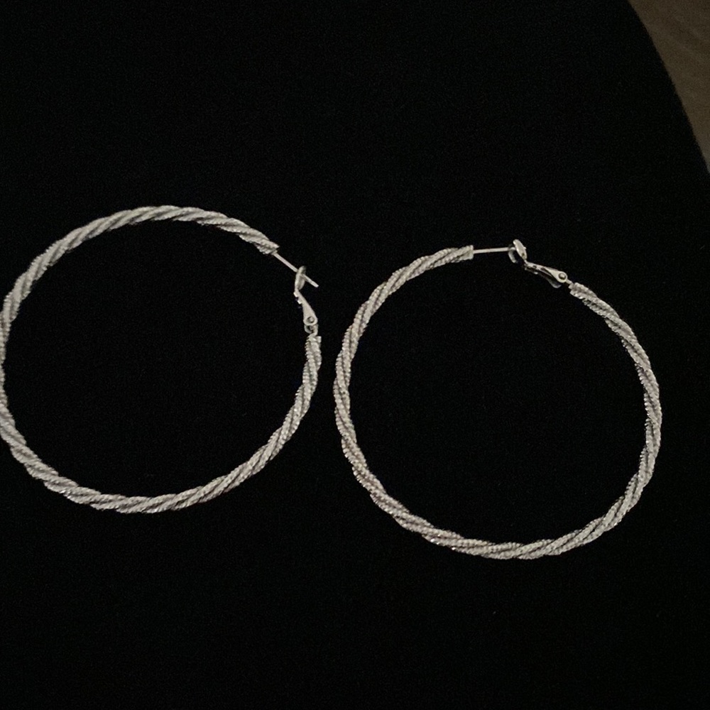 Silver Hoop Earrings - Picture 2 of 4